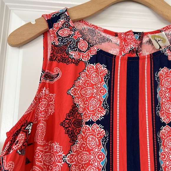 Anthropologie's Fig & Flower Paisley Border Print Tank w Abalone Buttons in Back - Picture 5 of 10